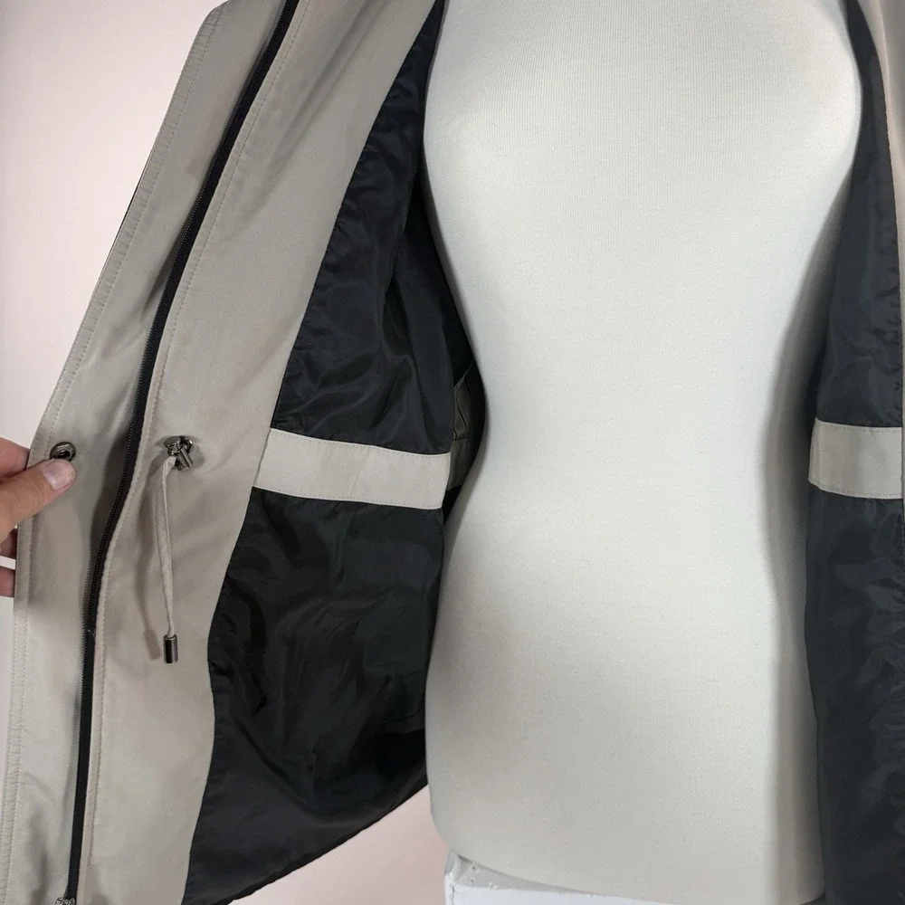 Nautica‎ Womens Rain Jacket Trench Coat Large Black Lightweight Long Sleeve